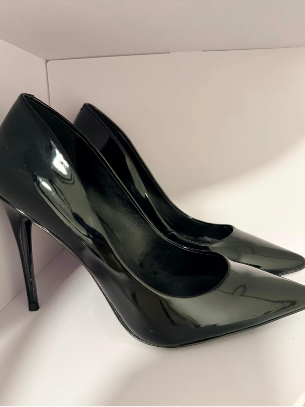 Aldo Black Patent Pointed-Toe Stiletto Heels